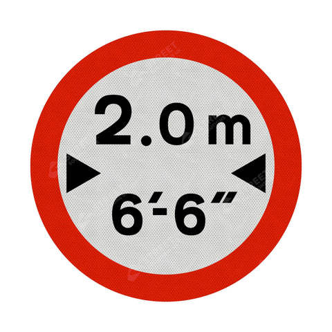 629a Vehicle Width Restriction Metric & Imperial Sign