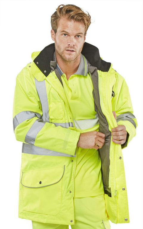 Beeseen Hi Vis 7-in-1 Waterproof Jacket Yellow