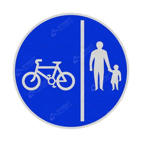 957 Cycle & Pedestrian (Cyclist Keep Left) Route Sign Face | Post & Wall Mounted