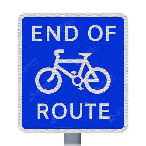 965 'End of Cycle Route' Text Sign Face | Post & Wall Mounted street road highway private and public signage