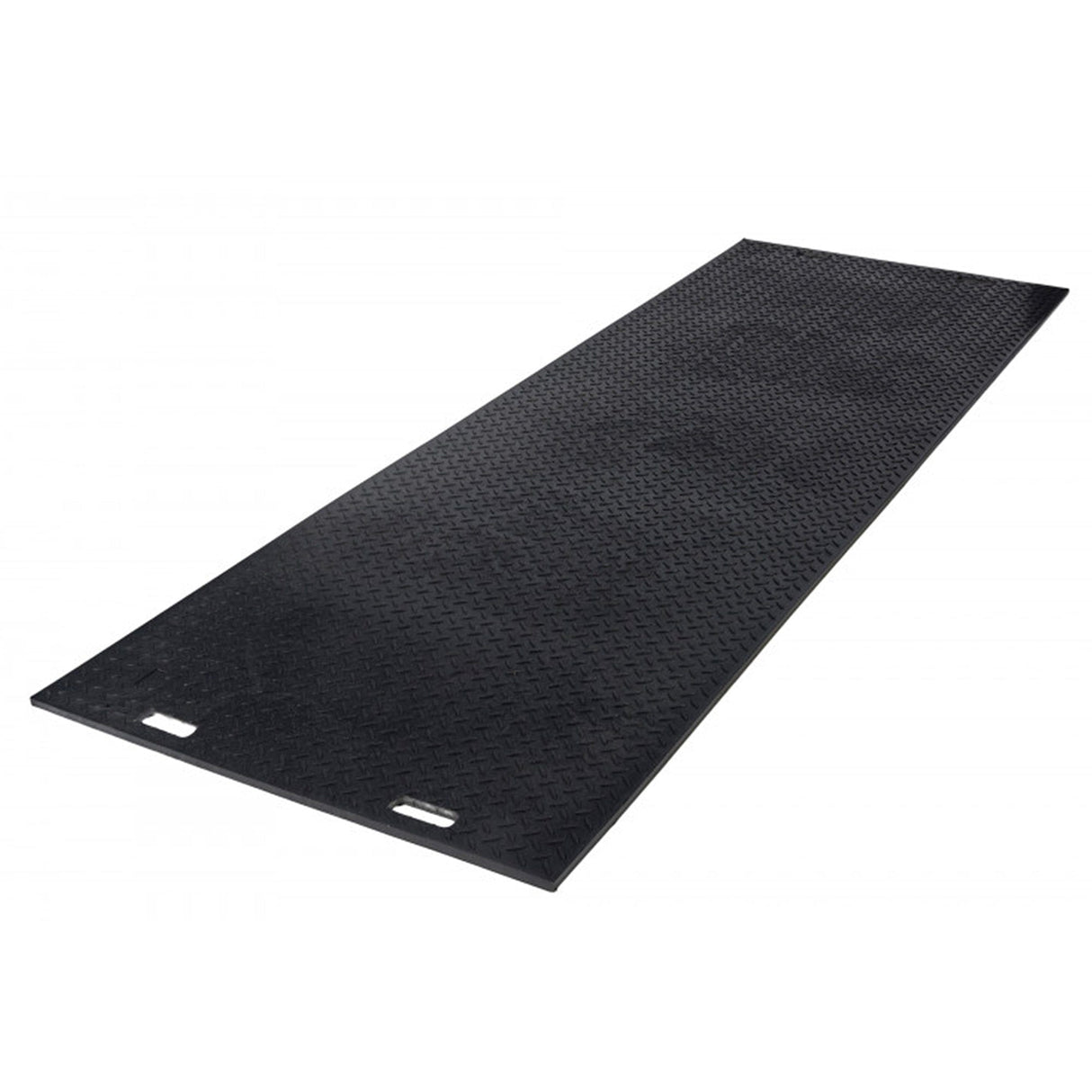 EuroTrak double-sided access mat with diamond-tread surface and hand holes, black recycled HDPE