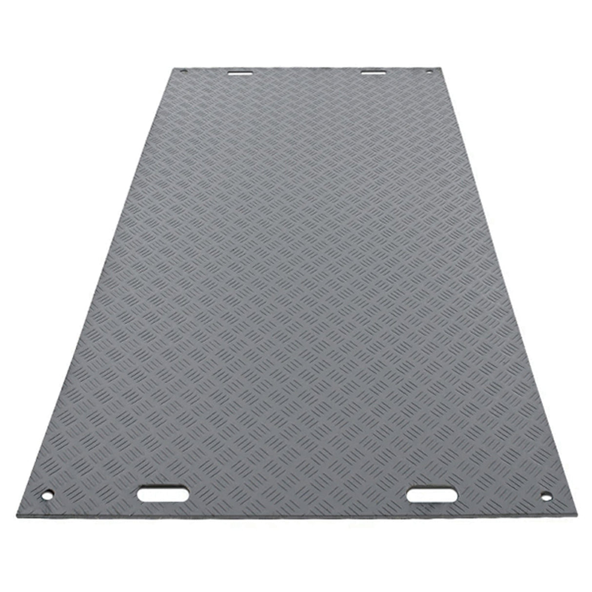 Grey DuraMatt Medium Duty Access Mat with diamond-tread non-slip surface, studio view showing corner connection holes