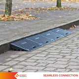 kerb-curb-ramp-melba-swintex-wheelchair-vehicle-access-ramp-black-4-6-inch-accessible-sidewalk-footpath-portable-recycled-pvc-vans-wheelie-bins-caravans-bikes-gardening-connectable--dropped-kerb-alternative-heavy-duty-temporary