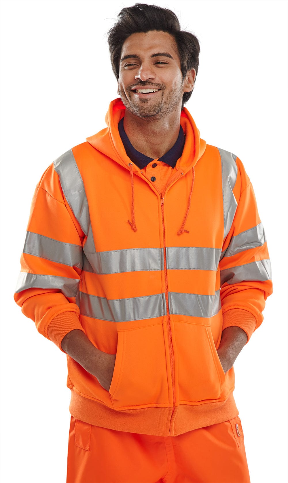 Beeseen Hi-Vis Hooded Zipped Sweatshirt - Orange