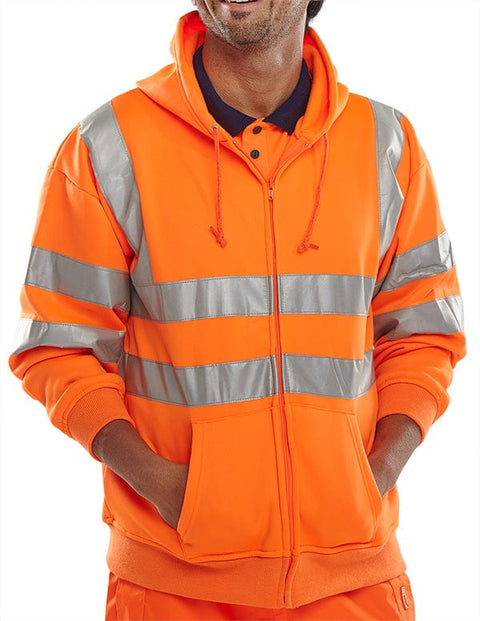 Beeseen Hi-Vis Hooded Zipped Sweatshirt - Orange