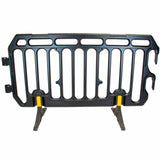 crowd control plastic metal pedestrian safety street event festival marathon melba swintex jsp 2 meter metre race anti trip stacking portable black silver orange boss heras safe fence start traffic school construction plastic safety barriers