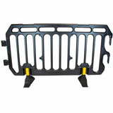 crowd control plastic metal pedestrian safety street event festival marathon melba swintex jsp 2 meter metre race anti trip stacking portable black silver orange boss heras safe fence start traffic school construction plastic safety barriers