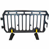 crowd control plastic metal pedestrian safety street event festival marathon melba swintex jsp 2 meter metre race anti trip stacking portable black silver orange boss heras safe fence start traffic school construction plastic safety barriers