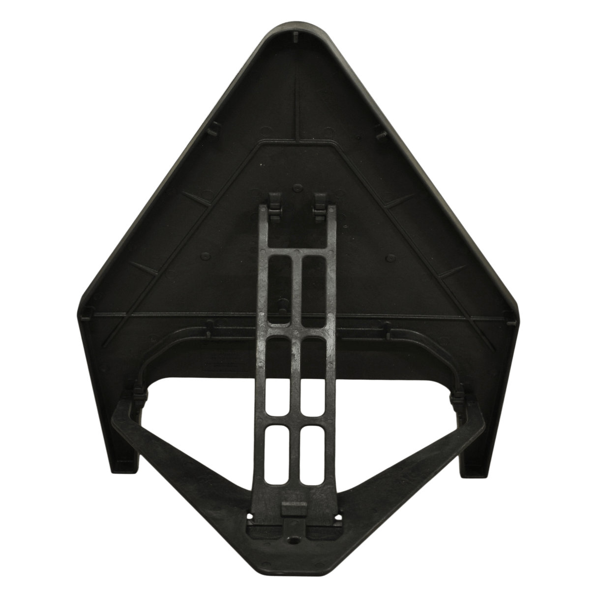 Rear view of a Q-Sign triangular sign frame showing the moulded polypropylene backing