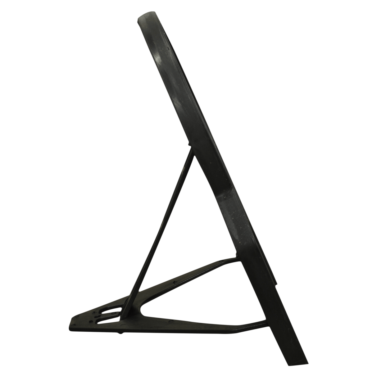 Side profile of the Q-Sign A-frame stand showing how the sign panel angles back on its retractable legs