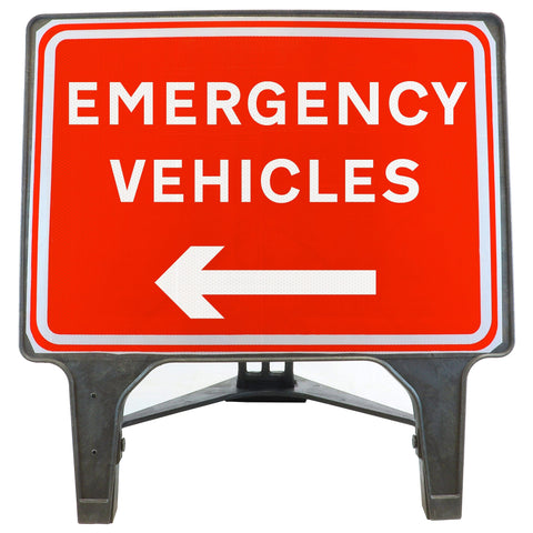 EMERGENCYVEHICLESARROWLEFT1050x750MMMELBASWINTEXQSIGNROADSAFETYTRAFFICREDWHITESTREETSIGNAGE