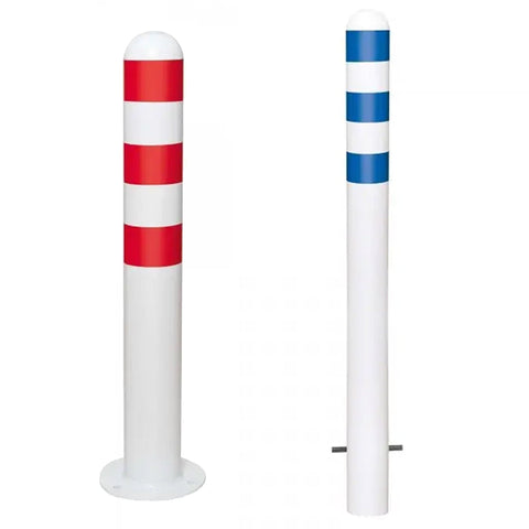 EV-charging-bollards-EV-charging-point-protection-Traffic-line-Galvanized-Powder-coated-Surface-fix-White-800mmH-108mm-diameter-Electric-vehicle