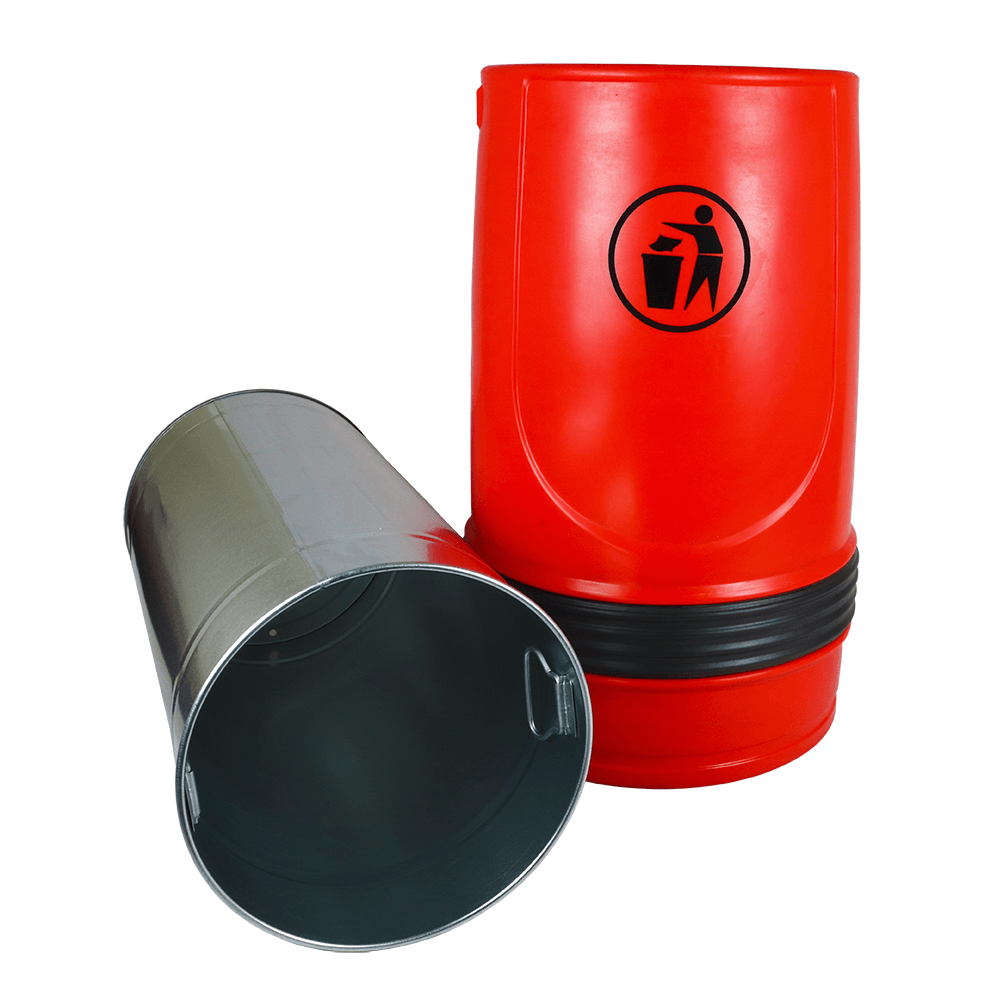 Falcon open top litter bin - galvanised steel liner removed for emptying