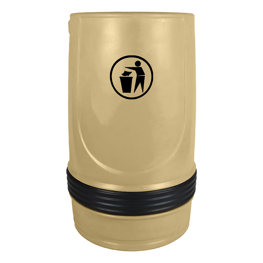 Beige Falcon open top litter bin, 90 litre capacity, with decorative accent band