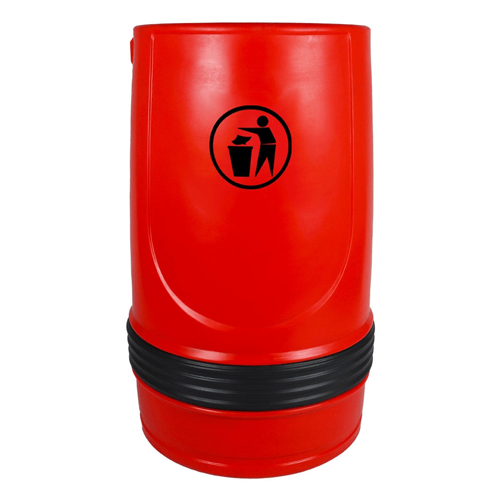 Red Falcon open top litter bin, 90 litre capacity, with decorative accent band