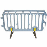 crowd control plastic metal pedestrian safety street event festival marathon melba swintex jsp 2 meter metre race anti trip stacking portable black silver orange boss heras safe fence start traffic school construction plastic safety barriers