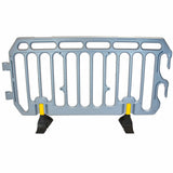 crowd control plastic metal pedestrian safety street event festival marathon melba swintex jsp 2 meter metre race anti trip stacking portable black silver orange boss heras safe fence start traffic school construction plastic safety barriers