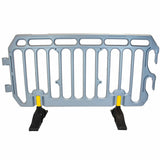 crowd control plastic metal pedestrian safety street event festival marathon melba swintex jsp 2 meter metre race anti trip stacking portable black silver orange boss heras safe fence start traffic school construction plastic safety barriers