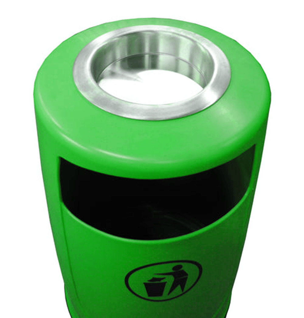 Merlin litter bin fitted with the optional steel ashtray insert
