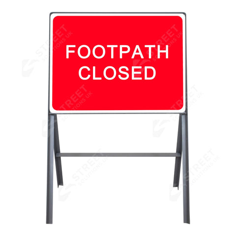 Metal road sign frame 600 x 450mm size Rectangular shape Heavy-duty construction Durable material Road sign accessory Chapter 8 compliant Highway and byway use Traffic sign mounting Weather-resistant design