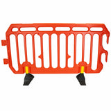 crowd control plastic metal pedestrian safety street event festival marathon melba swintex jsp 2 meter metre race anti trip stacking portable black silver orange boss heras safe fence start traffic school construction plastic safety barriers