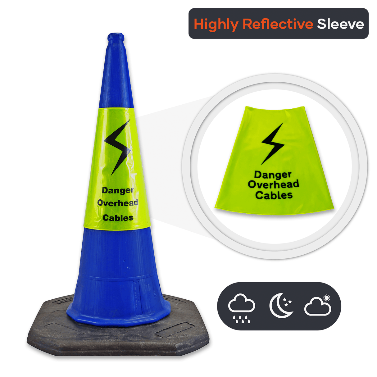 Replacement Danger Overhead Cables Cone Sleeve - 750mm & 1000mm