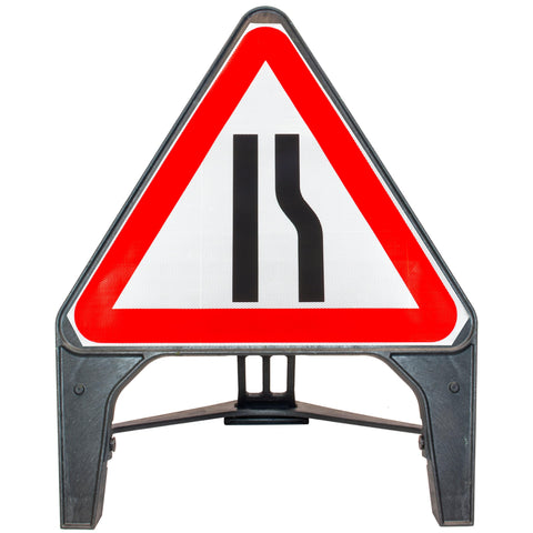 Road Narrows Right 750mm Q-Sign 517