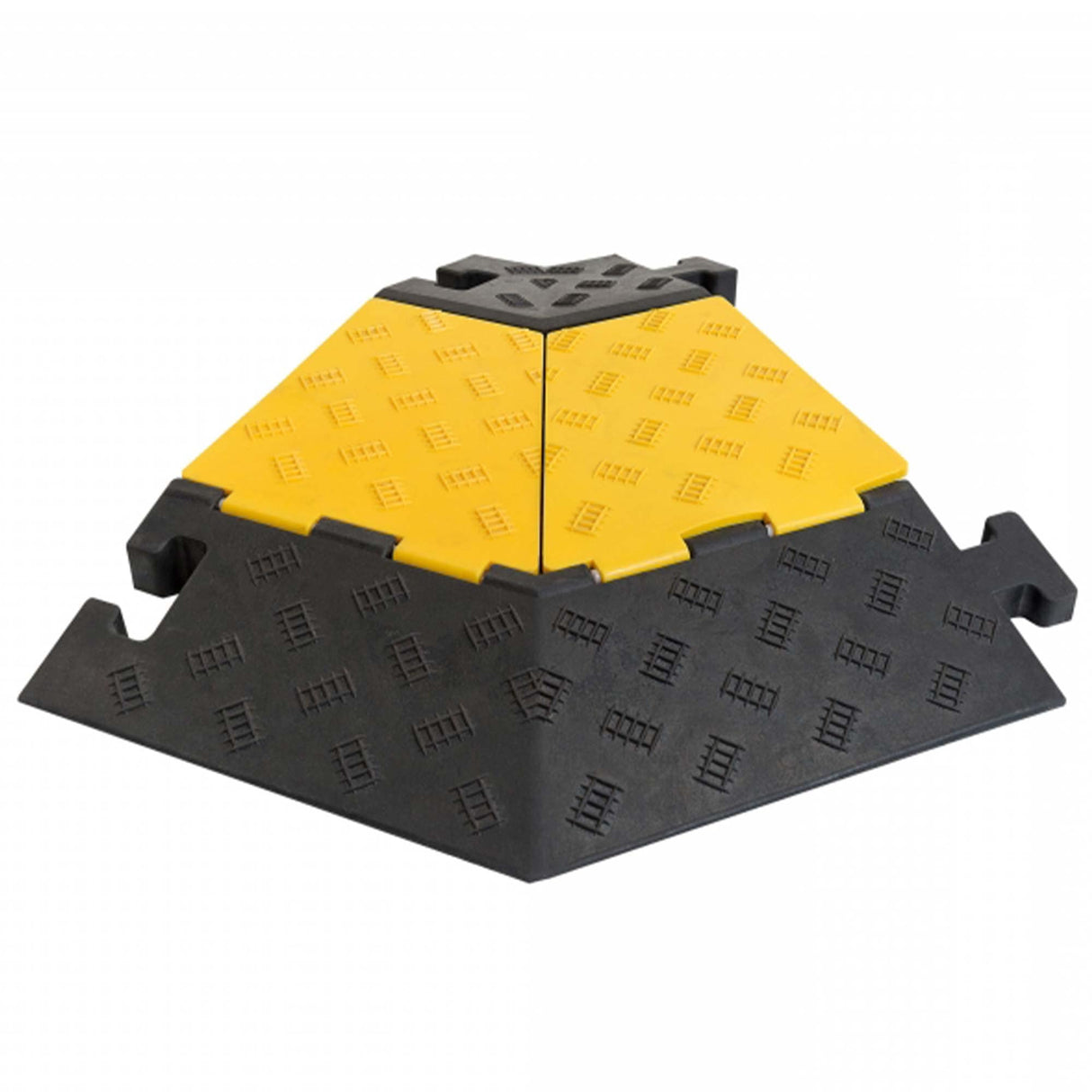 5-channel-Cable-protection-hose-ramp-channel-yellow-and-black-heavy-duty-outdoor-rubber-durable-industrial-flexible-roadworks-safety-medium-middle-section-piece-road-vehicle