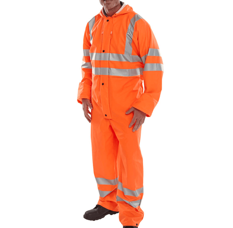 Beeseen Breathable Hi-Vis Rail Spec Orange Overalls