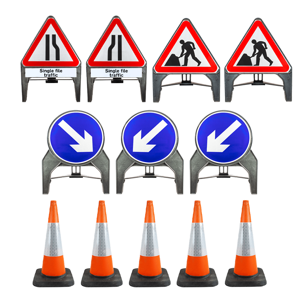 Single File Road Works Traffic signs Road safety Warning Regulatory Directional Meanings Custom Speed limit School zone Construction