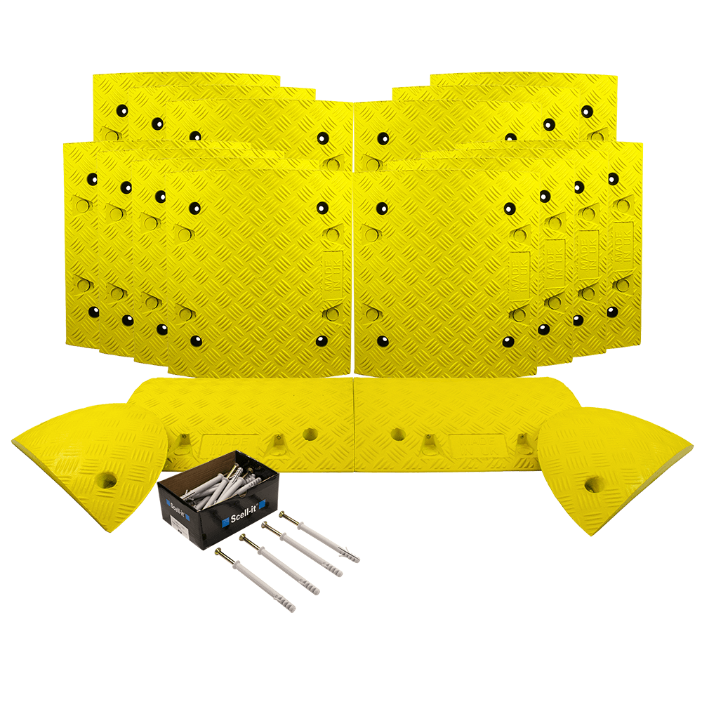 All Yellow Speed Bump Complete Kit 50mm - 10mph or 75mm - 5mph