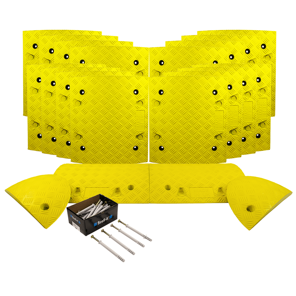 All Yellow Speed Bump Complete Kit 50mm - 10mph or 75mm - 5mph
