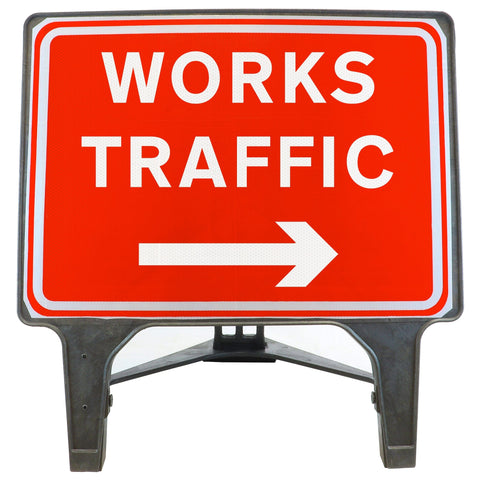 WORKSTRAFFICARROWRIGHT1050x750MMMELBASWINTEXQSIGNROADSAFETYTRAFFICREDWHITESTREETSIGNAGE
