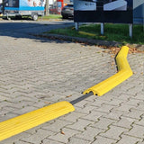 2 channel cable hose protection for cable for hoses yellow black heavy duty durable traffic cord cable cover protector outdoor driveway sidewalk protection