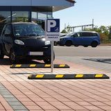 heavy duty rubber parking stops durable rubber parking blocks car vehicle concrete driveway curb asphalt garage black white