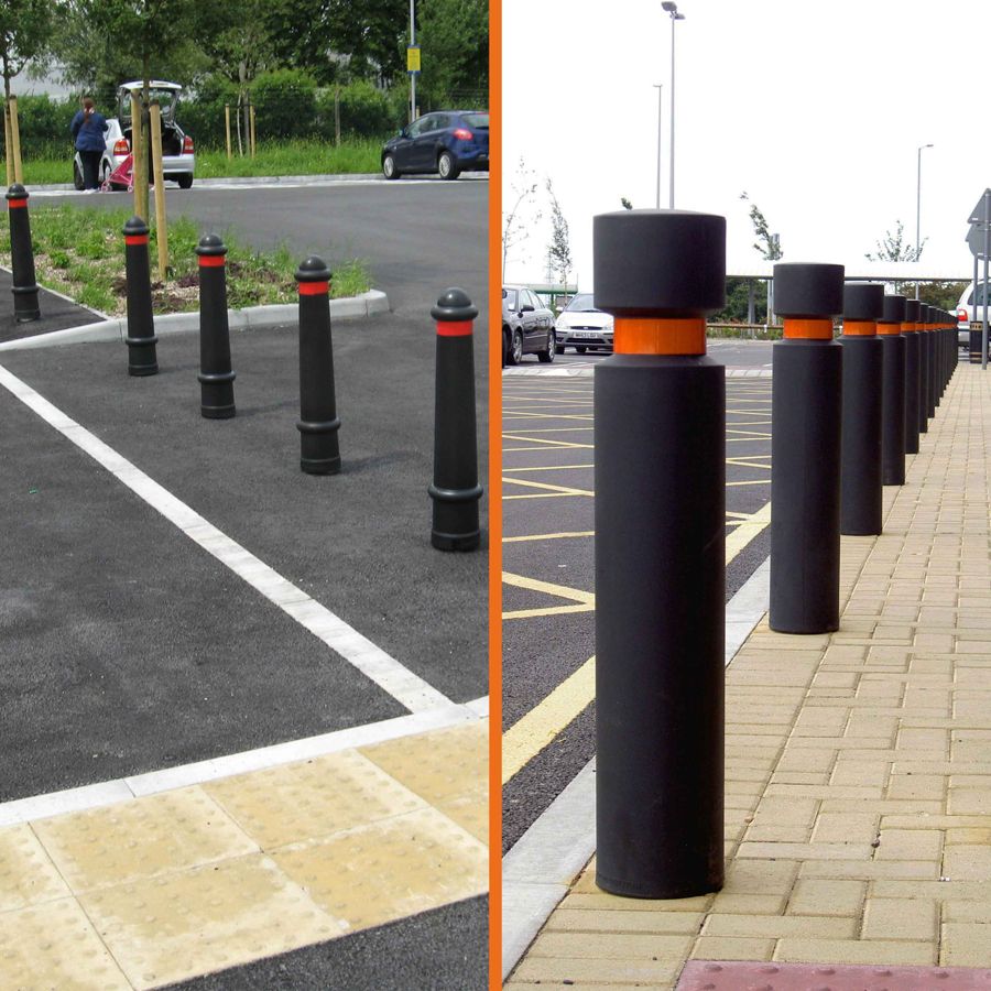 Black steel bollards