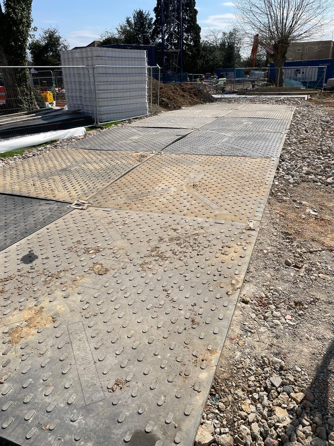 Ground protection matting Construction projects Trench cover boards Melba swintex Civil engineering Temporary flooring Site equipment Heavy duty Construction Equipment Grass Protection