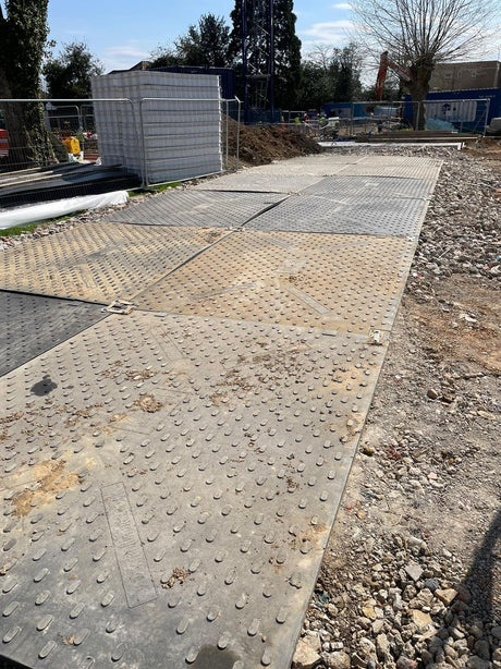 Ground protection matting Construction projects Trench cover boards Melba swintex Civil engineering Temporary flooring Site equipment Heavy duty Construction Equipment Grass Protection