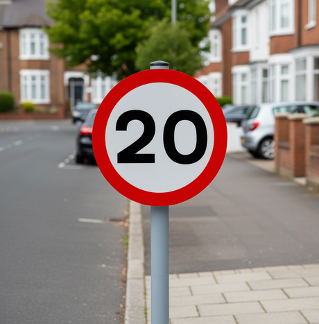 20mph speed limit permanent sign post mounted 20mph reflective