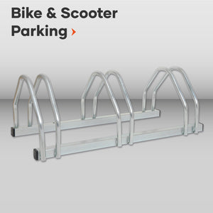 Bicycle scooter storage racks solutions outdoor indoor public businesses vertical wall-mounted shelters covered lot secure portable parking galvanised steel