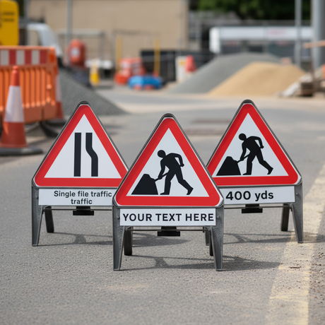 Plastic Temporary Q-Signs 750mm Triangle