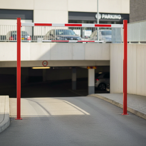 Height Restriction Car Park Barrier Red & White with Knocking Bar