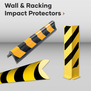 Industrial impact protection, wall and column protectors, racking guards, safety barriers, warehouse safety solutions, forklift impact protection, rack end and corner guards, bollard protection systems, and pallet racking safety devices.