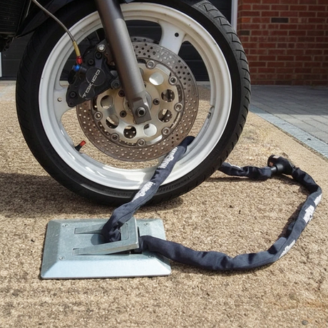Motorcycle security lock theft deterrent