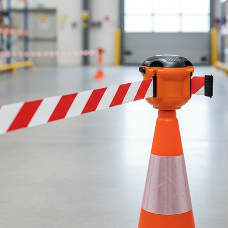 Skipper Retractable Tape Cone Topper Barrier System Orange