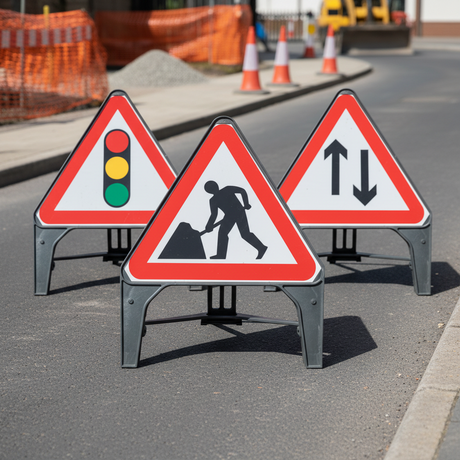 Plastic Temporary Q-Signs 750mm Triangle