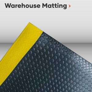 Warehouse floor and industrial matting, heavy-duty anti-fatigue rubber mats, interlocking floor tiles, cushioned, oil grease-resistant, electrical and welding mats yellow hazard anti slip