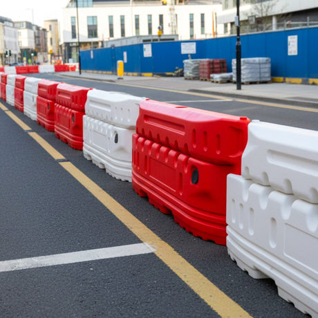 2 Metre CityWall Waterfilled Barriers Red & White Crash Tested