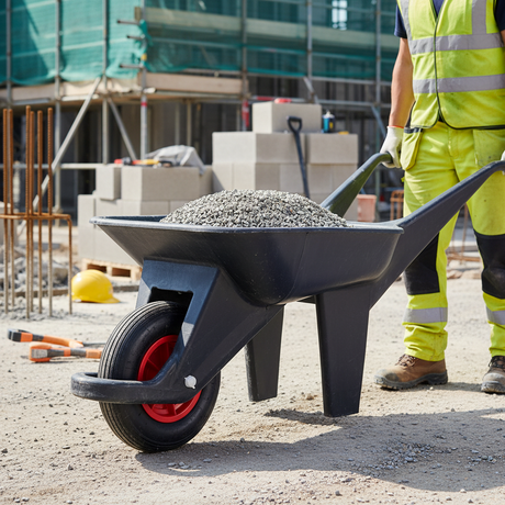 black wheel barrow
