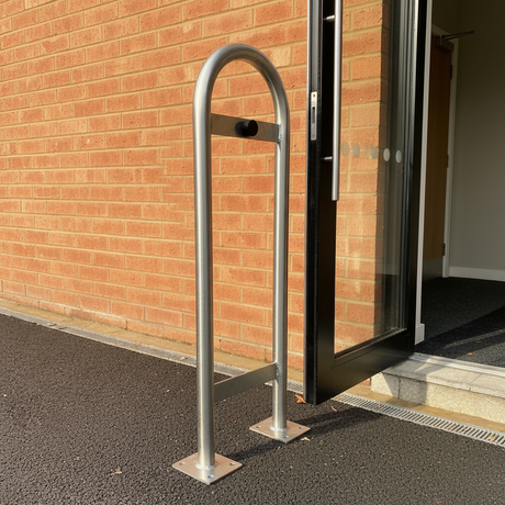 Door protection hoop barriers galvanised steel with rubber stop - surface mounted